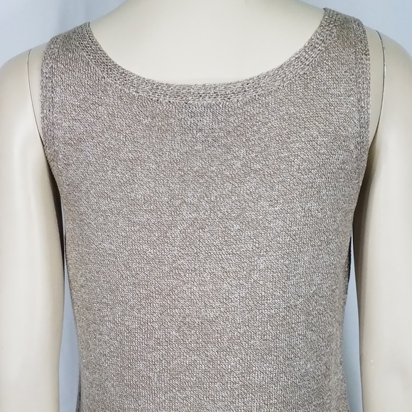 Eileen Fisher tan beige sleeveless linen blend knit top thin sweater women Small - Picture 5 of 8